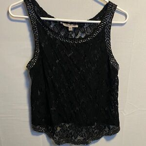 Jennifer Lopez Black Lace Tank Top with Chain Detail